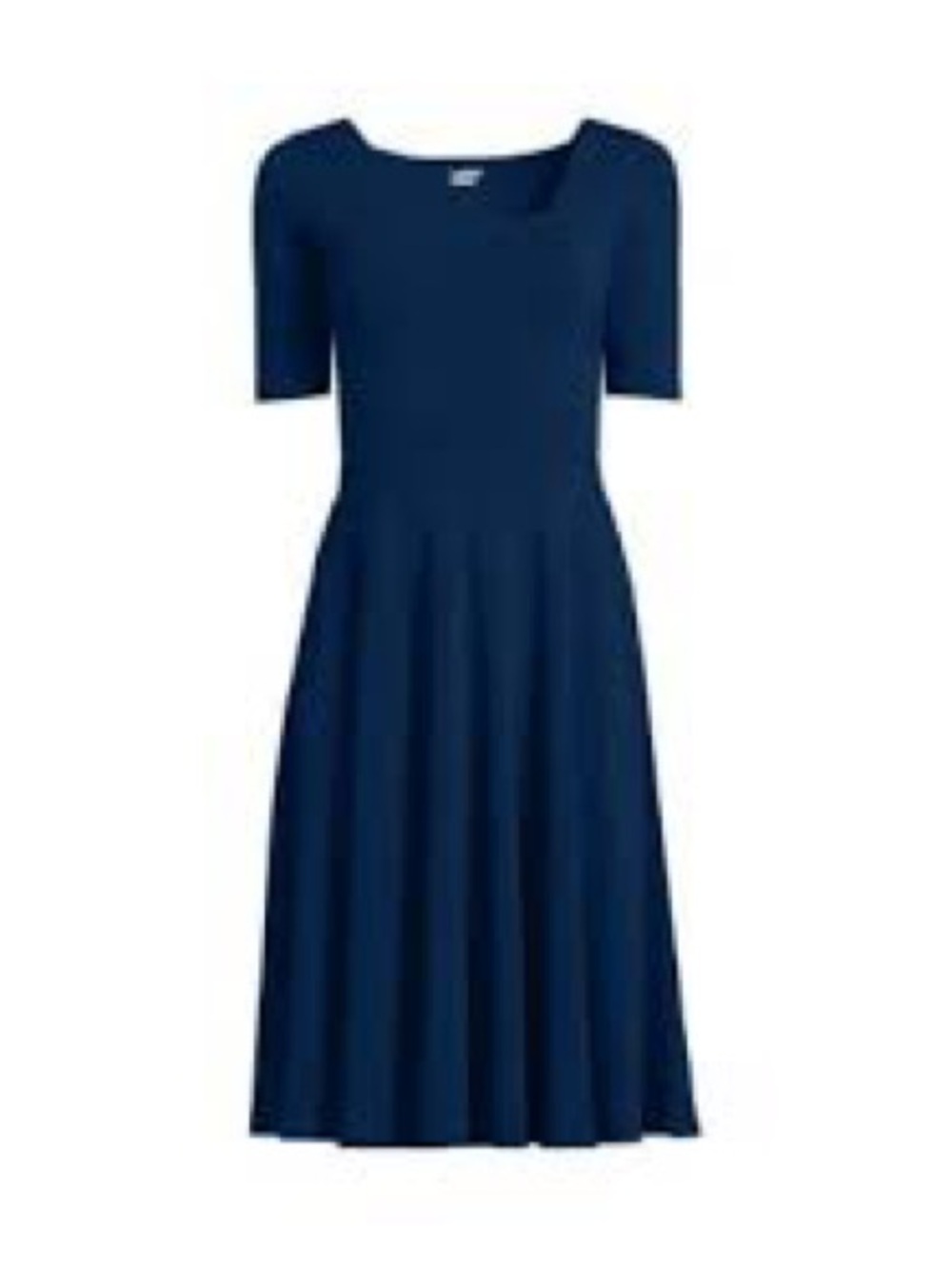 Lands' End Soft Knit Blue Fit and Flare Midi Dress